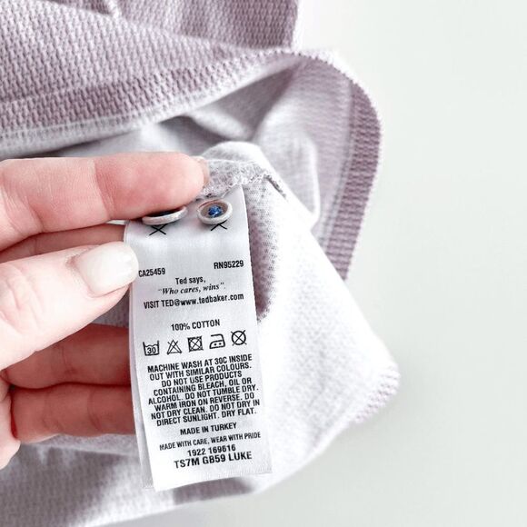 Ted Baker Mens Geometric Short Sleeve Pocket Cotton Polo Shirt Maroon Size XL - Picture 4 of 6